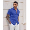 image:imageCOOFANDY Mens Casual Wrinkle Free Shirts Short Sleeve Button Down Summer Stretch Dress ShirtClassic Blue