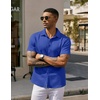 image:imageCOOFANDY Mens Casual Wrinkle Free Shirts Short Sleeve Button Down Summer Stretch Dress ShirtClassic Blue