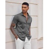image:imageCOOFANDY Mens Casual Wrinkle Free Shirts Short Sleeve Button Down Summer Stretch Dress ShirtDark Gray