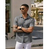 image:imageCOOFANDY Mens Casual Wrinkle Free Shirts Short Sleeve Button Down Summer Stretch Dress ShirtDark Gray