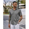 image:imageCOOFANDY Mens Casual Wrinkle Free Shirts Short Sleeve Button Down Summer Stretch Dress ShirtDark Gray