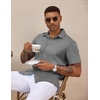 image:imageCOOFANDY Mens Casual Wrinkle Free Shirts Short Sleeve Button Down Summer Stretch Dress ShirtDark Gray