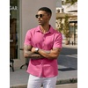 image:imageCOOFANDY Mens Casual Wrinkle Free Shirts Short Sleeve Button Down Summer Stretch Dress ShirtHot Pink