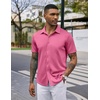 image:imageCOOFANDY Mens Casual Wrinkle Free Shirts Short Sleeve Button Down Summer Stretch Dress ShirtHot Pink