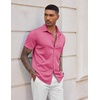 image:imageCOOFANDY Mens Casual Wrinkle Free Shirts Short Sleeve Button Down Summer Stretch Dress ShirtHot Pink
