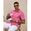 image:imageCOOFANDY Mens Casual Wrinkle Free Shirts Short Sleeve Button Down Summer Stretch Dress ShirtHot Pink