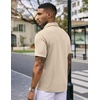 image:imageCOOFANDY Mens Casual Wrinkle Free Shirts Short Sleeve Button Down Summer Stretch Dress ShirtKhaki