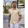 image:imageCOOFANDY Mens Casual Wrinkle Free Shirts Short Sleeve Button Down Summer Stretch Dress ShirtKhaki