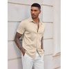 image:imageCOOFANDY Mens Casual Wrinkle Free Shirts Short Sleeve Button Down Summer Stretch Dress ShirtKhaki