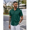 image:imageCOOFANDY Mens Casual Wrinkle Free Shirts Short Sleeve Button Down Summer Stretch Dress ShirtLake Green