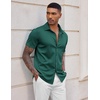image:imageCOOFANDY Mens Casual Wrinkle Free Shirts Short Sleeve Button Down Summer Stretch Dress ShirtLake Green
