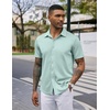 image:imageCOOFANDY Mens Casual Wrinkle Free Shirts Short Sleeve Button Down Summer Stretch Dress ShirtLight Blue