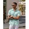 image:imageCOOFANDY Mens Casual Wrinkle Free Shirts Short Sleeve Button Down Summer Stretch Dress ShirtLight Blue