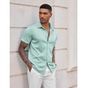 image:imageCOOFANDY Mens Casual Wrinkle Free Shirts Short Sleeve Button Down Summer Stretch Dress ShirtLight Blue