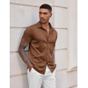 image:imageCOOFANDY Mens Casual Wrinkle Free Shirts Short Sleeve Button Down Summer Stretch Dress ShirtLight Brown