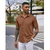 image:imageCOOFANDY Mens Casual Wrinkle Free Shirts Short Sleeve Button Down Summer Stretch Dress ShirtLight Brown