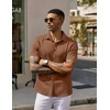 image:imageCOOFANDY Mens Casual Wrinkle Free Shirts Short Sleeve Button Down Summer Stretch Dress ShirtLight Brown
