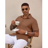 image:imageCOOFANDY Mens Casual Wrinkle Free Shirts Short Sleeve Button Down Summer Stretch Dress ShirtLight Brown