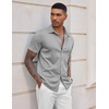 image:imageCOOFANDY Mens Casual Wrinkle Free Shirts Short Sleeve Button Down Summer Stretch Dress ShirtLight Gray