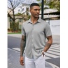 image:imageCOOFANDY Mens Casual Wrinkle Free Shirts Short Sleeve Button Down Summer Stretch Dress ShirtLight Gray
