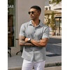 image:imageCOOFANDY Mens Casual Wrinkle Free Shirts Short Sleeve Button Down Summer Stretch Dress ShirtLight Gray