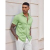 image:imageCOOFANDY Mens Casual Wrinkle Free Shirts Short Sleeve Button Down Summer Stretch Dress ShirtLight Green
