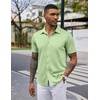 image:imageCOOFANDY Mens Casual Wrinkle Free Shirts Short Sleeve Button Down Summer Stretch Dress ShirtLight Green