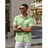 image:imageCOOFANDY Mens Casual Wrinkle Free Shirts Short Sleeve Button Down Summer Stretch Dress ShirtLight Green