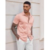 image:imageCOOFANDY Mens Casual Wrinkle Free Shirts Short Sleeve Button Down Summer Stretch Dress ShirtLight Pink