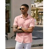 image:imageCOOFANDY Mens Casual Wrinkle Free Shirts Short Sleeve Button Down Summer Stretch Dress ShirtLight Pink