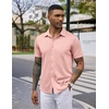 image:imageCOOFANDY Mens Casual Wrinkle Free Shirts Short Sleeve Button Down Summer Stretch Dress ShirtLight Pink