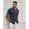 image:imageCOOFANDY Mens Casual Wrinkle Free Shirts Short Sleeve Button Down Summer Stretch Dress ShirtNavy Blue