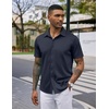 image:imageCOOFANDY Mens Casual Wrinkle Free Shirts Short Sleeve Button Down Summer Stretch Dress ShirtNavy Blue