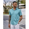 image:imageCOOFANDY Mens Casual Wrinkle Free Shirts Short Sleeve Button Down Summer Stretch Dress ShirtSky Blue