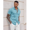 image:imageCOOFANDY Mens Casual Wrinkle Free Shirts Short Sleeve Button Down Summer Stretch Dress ShirtSky Blue