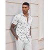 image:imageCOOFANDY Mens Casual Wrinkle Free Shirts Short Sleeve Button Down Summer Stretch Dress ShirtWhite Full Shark