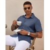 image:imageCOOFANDY Mens Casual Wrinkle Free Shirts Short Sleeve Button Down Summer Stretch Dress ShirtWhite Geometric Shape Blue