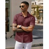 image:imageCOOFANDY Mens Casual Wrinkle Free Shirts Short Sleeve Button Down Summer Stretch Dress ShirtWhite Polka Dots Wine Red