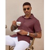 image:imageCOOFANDY Mens Casual Wrinkle Free Shirts Short Sleeve Button Down Summer Stretch Dress ShirtWhite Polka Dots Wine Red