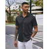 image:imageCOOFANDY Mens Casual Wrinkle Free Shirts Short Sleeve Button Down Summer Stretch Dress ShirtWhite Spots Black