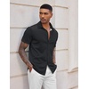 image:imageCOOFANDY Mens Casual Wrinkle Free Shirts Short Sleeve Button Down Summer Stretch Dress ShirtWhite Spots Black