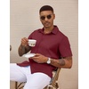 image:imageCOOFANDY Mens Casual Wrinkle Free Shirts Short Sleeve Button Down Summer Stretch Dress ShirtWine Red