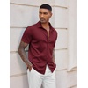 image:imageCOOFANDY Mens Casual Wrinkle Free Shirts Short Sleeve Button Down Summer Stretch Dress ShirtWine Red