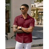 image:imageCOOFANDY Mens Casual Wrinkle Free Shirts Short Sleeve Button Down Summer Stretch Dress ShirtWine Red