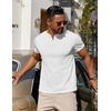 image:imageCOOFANDY Mens Cotton Henley TShirts Short Sleeve Button Casual Basic Tees Work Shirts with Split SideAll White