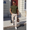 image:imageCOOFANDY Mens Cotton Henley TShirts Short Sleeve Button Casual Basic Tees Work Shirts with Split SideArmy Green