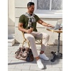image:imageCOOFANDY Mens Cotton Henley TShirts Short Sleeve Button Casual Basic Tees Work Shirts with Split SideArmy Green