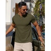 image:imageCOOFANDY Mens Cotton Henley TShirts Short Sleeve Button Casual Basic Tees Work Shirts with Split SideArmy Green