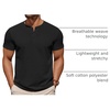 image:imageCOOFANDY Mens Cotton Henley TShirts Short Sleeve Button Casual Basic Tees Work Shirts with Split SideBlack