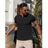 image:imageCOOFANDY Mens Cotton Henley TShirts Short Sleeve Button Casual Basic Tees Work Shirts with Split SideBlack
